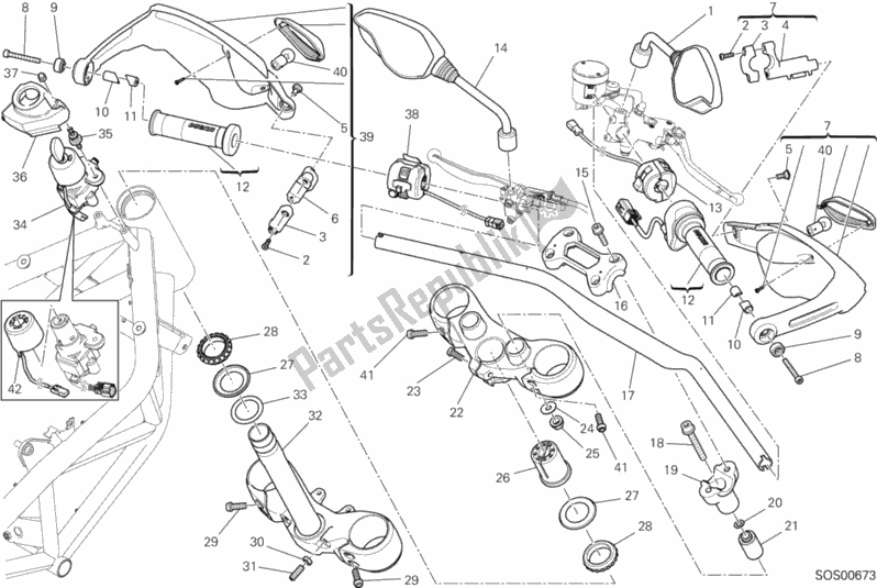 Todas las partes para Manillar Y Controles de Ducati Hypermotard SP 821 2014